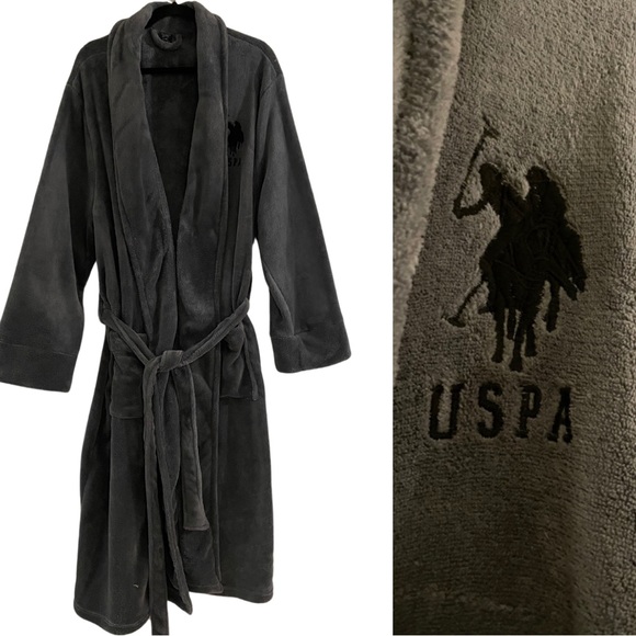U.S. Polo Assn. Other - U.S. POLO Men’s L/XL Grey Fleece Long Lined Robe